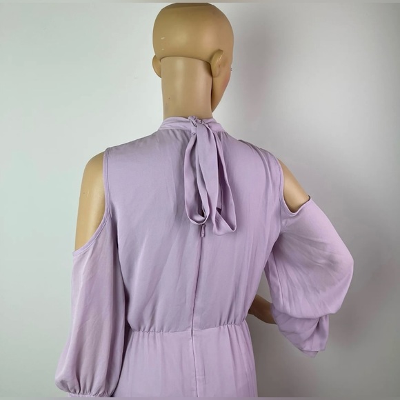 Long Sleeve Ruffle Cold Shoulder Lavender Maxi Dress - Picture 12 of 13